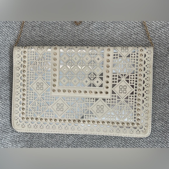 MMS Design Studio White Clutch with Intricate Cutouts - Picture 4 of 16